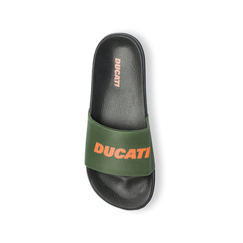 Ciabatte da uomo verde militare con logo a contrasto Ducati, Brand, SKU p422000283, Immagine 0